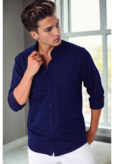 G976 Dewberry Erkek Gömlek-lacivert Lacivert