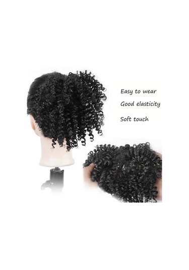 Siyah İnsanlar Postiş Saç Topuz At Kuyruğu Küçük Kıvırcık Saç Bandı Isıya Dayanıklı Sentetik Elyaf Peruk