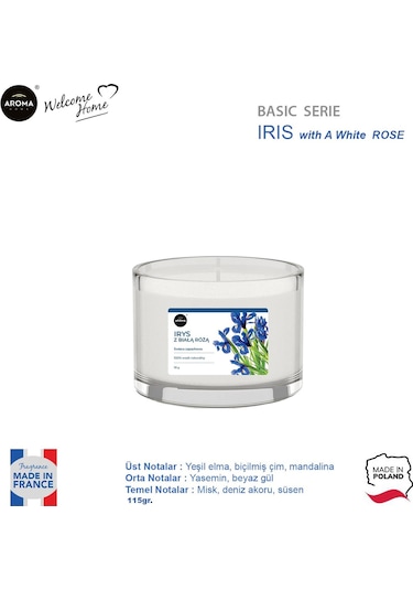 Aroma Basic Line Kokulu Mum Iris With A White Rose 115 G