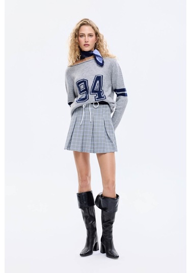 Quzu Gri Kadın Etek Etk00783 Gri