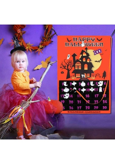 Cadılar Bayramı Advent Takvimi Çıkarılabilir Geri Sayım Takvimi Keçe  Takvimi Cadılar Bayramı Asılı