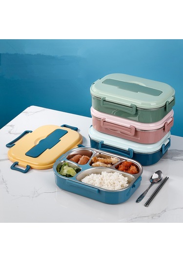 Moveevo Yeşil 4 Bölmeli + Kase 1.5l 304 Çelik Yemek Kutusu, Lehimli, Isı Saklayan, Günlük Kullanim Icin, Beste Içerir Çok Renkli