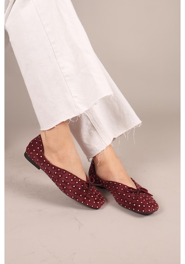 Botrop Fiyonklu Süet Babet Bordo-8301 Bordo