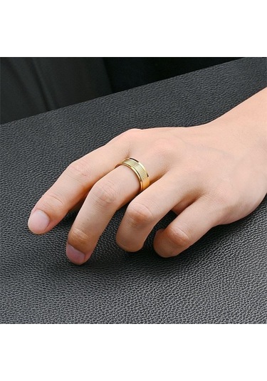 Gümüş Yeni Ürün Titanyum Çelik Erkek Yüzük Moda Mizaç İş Tarzı Çift Yüzük Gandal Takı 12 Gümüş