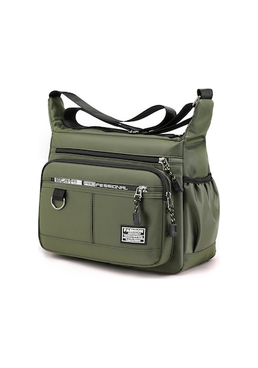Uiowoo Büyük Kapasiteli Erkek Çantası Omuz Çantası Aşınmaya Dayanıklı Sırt Çantası Çok Cepli Çantası İş Gündelik Erkek Crossbody Çantası Ordu Yeşil