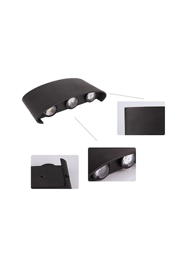 Dekoratif Çift Yönlü Duvar Aydınlatma Led Aplik Duvar Lambası Siyah