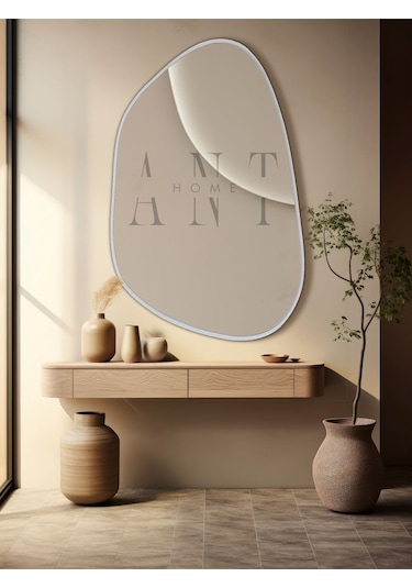 Asimetrik Ayna 75x55 Cm Konsol Aynası, Dresuar Aynası, Duvar Aynası, 1.kalite Şişecam Ayna 75 X 55 Beyaz
