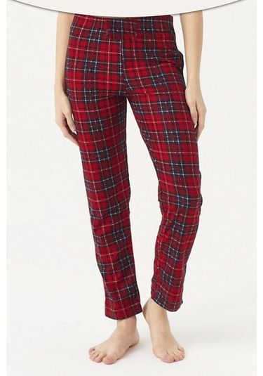 Lüx Polar Cepli Kışlık Kadın Pijama Altı Tek Alt Ra1 Kırmızı