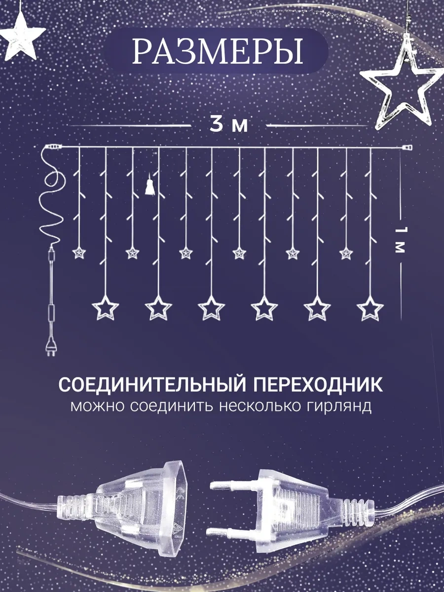 Ketrarum Pencere İçin 3m Yıldız Işık Zinciri 17164293 Beyaz