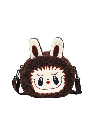 Snapbuy Labubu Tasarımlı Peluş Çapraz Çanta Kahverengi