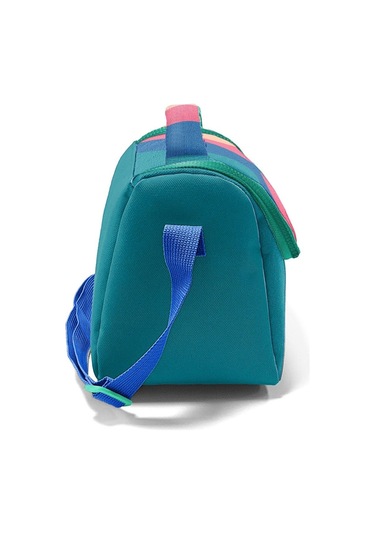 Coral High İlkokul Kız Çocuk Okul Beslenme Çantası, Yeşil Mavi Pembe Renkli Çizgili, Termoslu Isı Yalıtımlı Çok Renkli