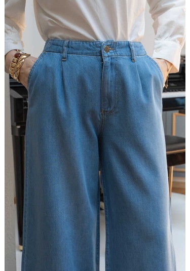 1164-pileli Denim Pantolon Mavi Mavi