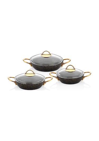 Özkent K-531 Döküm Granit Sahan Seti 6 Parça Siyah