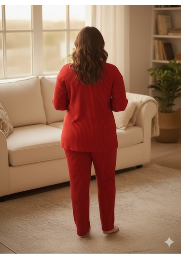 Kadın Kırmızı Pumpkin Pijama Takımı Kırmızı