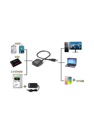Usb 2.5 İnç-3.5 İnç Sata Harddisk Bağlantı Kablosu
