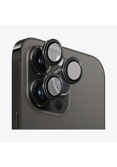 Safeus Safir Temperli Kamera Lens Koruyucu Apple Uyumlu iPhone 14 Pro Max Ve İle Siyah