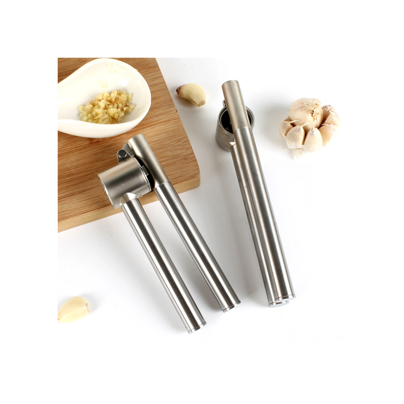 Youmex Evde Kullanım İçin Uzun Ve Büyük Boyut 245g Paslanmaz Çelik Sarımsak Presi - Sarımsak Ezici, Soyucu Ve Dilimleyici Aleti Gümüş