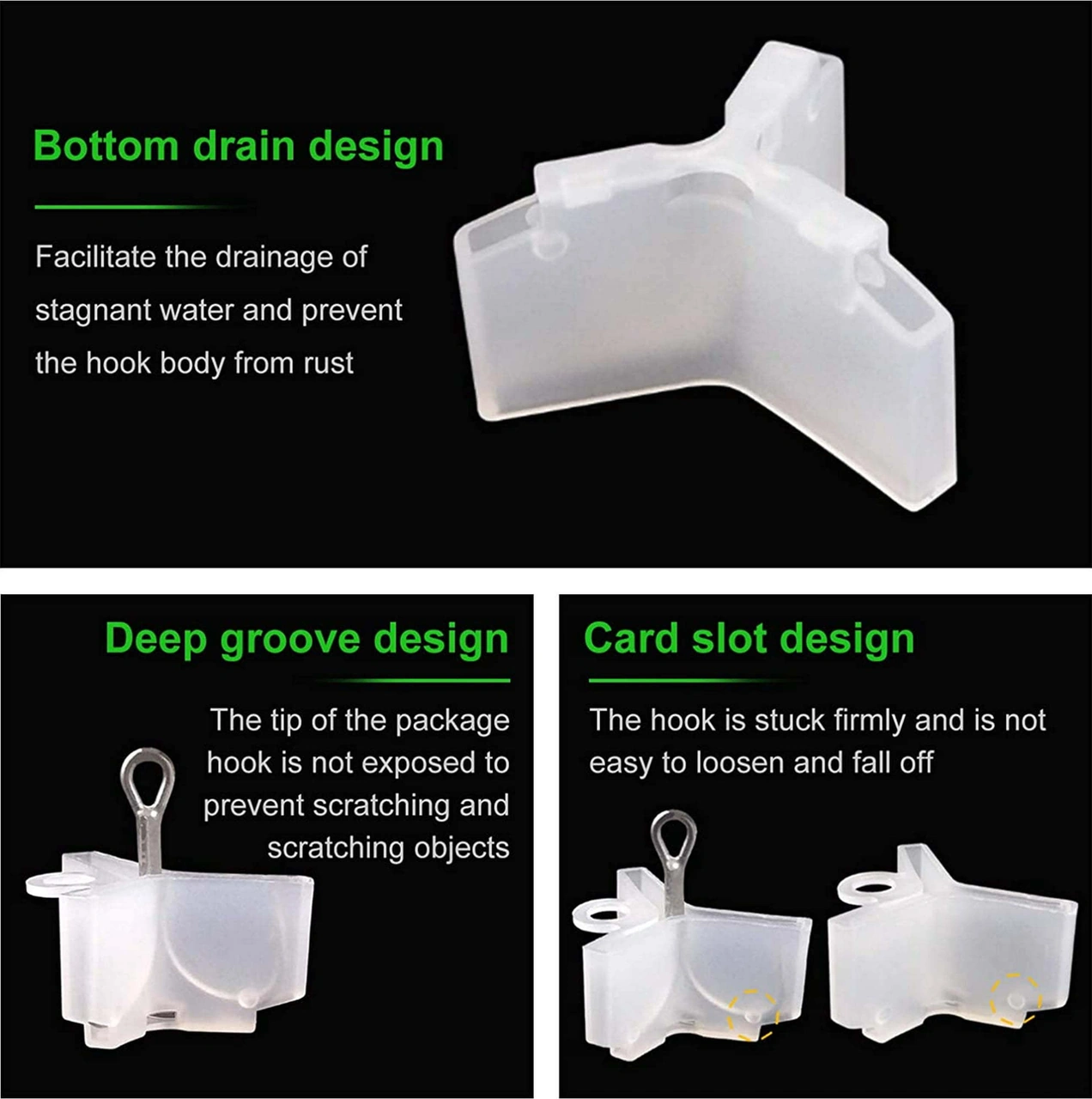 Xiyyadms 150 Adet Siyah Üçlu İğne Koruması - 1 2 3 4 5 Boyutları - Balık İğnesi Korumalı Aksesuar Seti