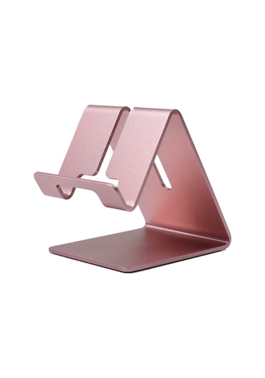 Maiyame Alüminyum Masaüstü Telefon/tablet Tutucu - Anti Kayma Silikon, Şarj Delikli, Ergonomik Açı, Ev & Ofis Kullanıma Uygun Gül Altını