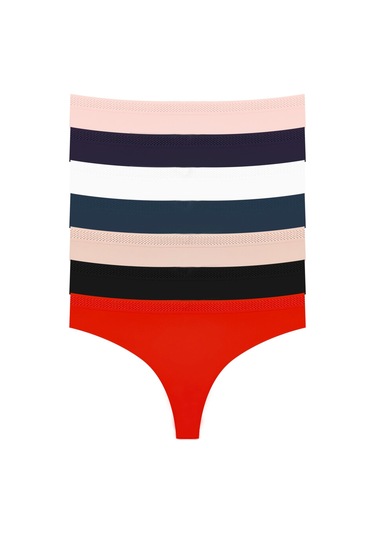 Basic Lazer Kesim File Lastikli Brezilya Külot 7'li Paket Renkli-6 Çok Renkli