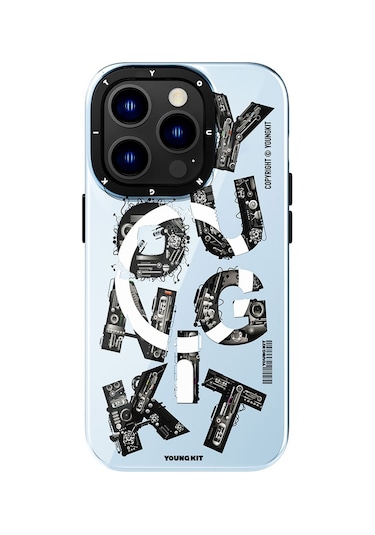 İphone 14 Pro Max Uyumlu Kılıf Magsafe Şarj Özellikli Yazı Temalı Youngkit Mechanic Serisi