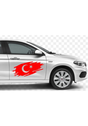 Yırtıklı Tırtıklı Türk Bayrağı, Ayyıldız, Araba Oto Motosiklet Karavan Sticker 02516 10X4 Cm