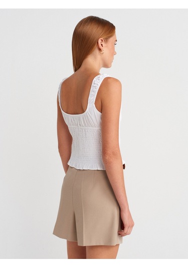 Dilvin 50867 Askılı Bluz-beyaz Beyaz