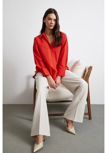 Must Have Poplin Gömlek Kırmızı Kırmızı