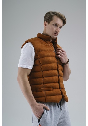 Tobia Slim Fit Cepli Dolum Süet Erkek Yelek