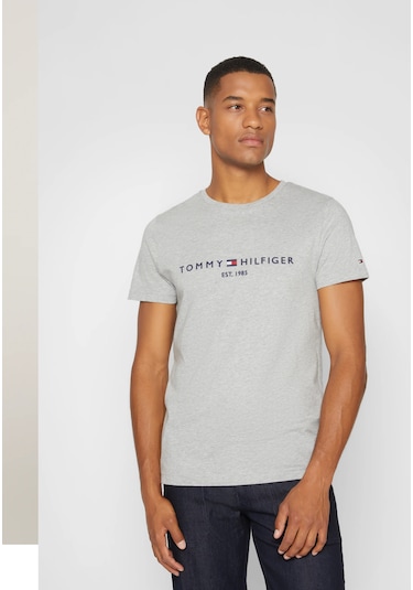 Tommy Hilfiger Sıfır Yaka Erkek T-shirt Gri