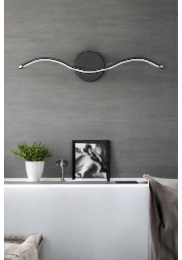 Wave Modern Tasarım Siyah Renk Gün Işığı Ledli Banyo - Mutfak - S Siyah