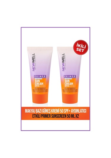 2 Adet Makyaj Bazı Güneş Kremi 50 Spf+ Aydınlatıcı Etkili Primer Sunscreen 50 Ml