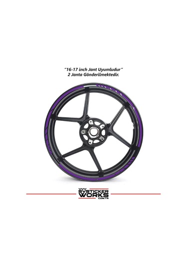 Motosiklet Jant Şeridi Jant Sticker Dekor Model Parçalı Desen Sticker Set Mor