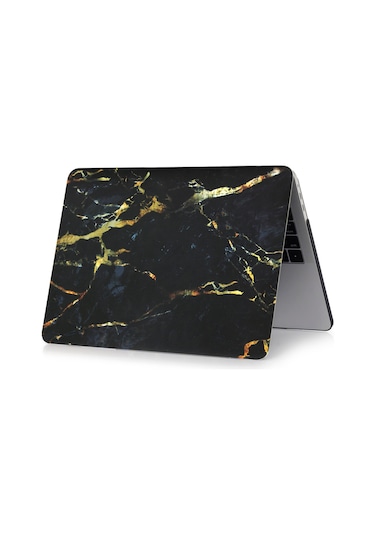 Cbtx Mermer Desenli MacBook Air 13.3" Laptop Koruyucu Kılıf Mermer desen / Siyah + altın