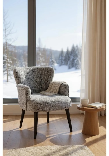 Roma Berjer - Modern Tekli Koltuk - Welsoft Yumuşa Kumaş Kırçıllı