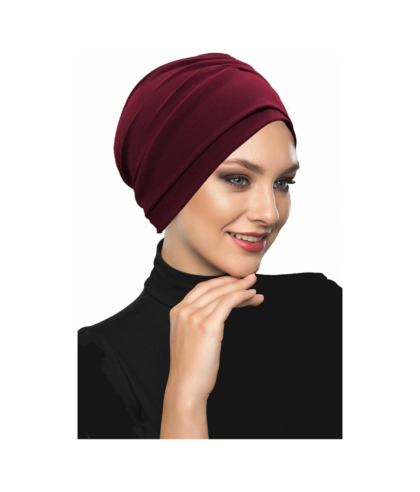 Çift Katlı Astarlı Bordo Hazır Türban Tesettür Dış Ve Havuz Bonesi Bordo