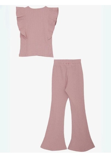 Kız Çocuk İspanyol Paça Taytlı Takım-14426 Gül Kurusu