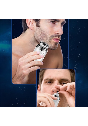 2'si 1 Arada Taşınabilir Elektrikli Tıraş Makinesi Burun Düzeltici Beyaz