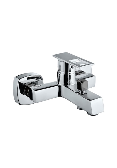 Vilas Trento Kare Lüks Gri Detay Mix Banyo Duş Bataryası Beyaz - Krom