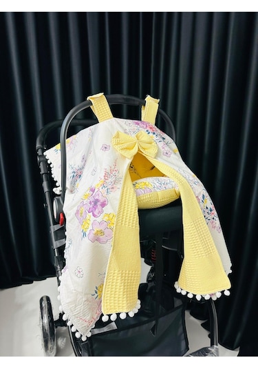 Torino 90 100 Müslin Minder Ve Puset Örtüsü 2li Set - Sarı Sarı