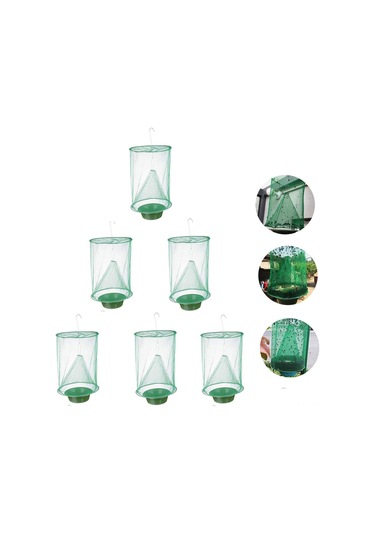 Aubyhe 6 Adet Demir Tel Musluklu Sinek Tutma Kafesi - Yeşil Renkli Plastik Ve Gazlı Elemanlı Sinek Tuzağı