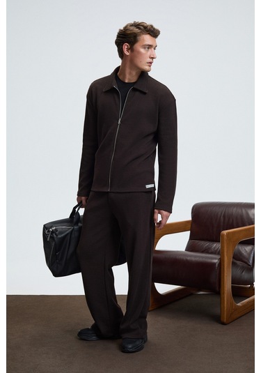 LACHLAN Erkek Waffle Özel Dokulu Kordonlu Süs Etiketli Acı Kahve Pantolon