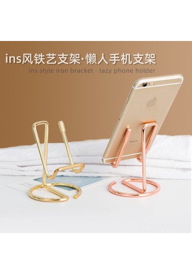 Honmex Altın Metal Telefon Ve Tablet Tutucu Masaüstü Canlı Yayın Stüdyosu Lazy Stand Dayanaklı Kaldırıcı Ahşap Tasarım Toptan Satış
