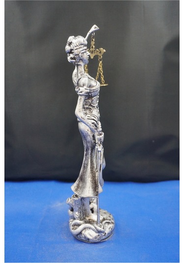 Themis Adalet Tanrıçası Heykeli 32 Cm Avukatlar İçin Dekoratif Biblo, Ev & Ofis Aksesuarı Gümüş