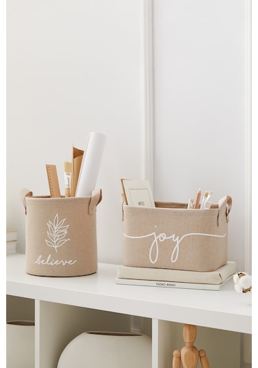 Ocean Home Textile 2'li Bej Renk Sepet Set