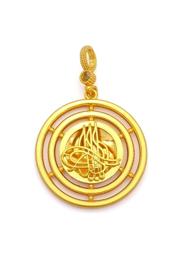 Altın Kaplama İmitasyon Ajda Desenli Tuğralı Küçük Boy Kolye Ucu Tgr-734 Altın