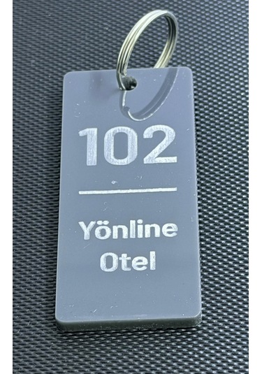 3'lü Kişiselleştirilebilir Antrasit Basic Slim Pleksi Otel Bungalov Apart Yurt Tesis İsimli Oda Numaralı Anahtarlık Siyah