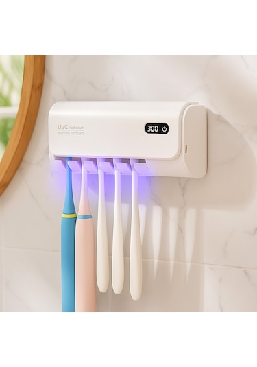 Mioji Mio Uv5f Pro 2600mah Şarj Edilebilir Uv Sterilizatörü Diş Fırçası Tutucusu Beyaz Beyaz