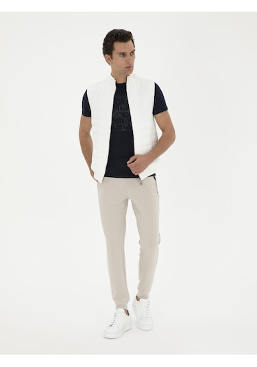 Cacharel Beyaz Slim Fit İnce Kapitone Mont Yelek