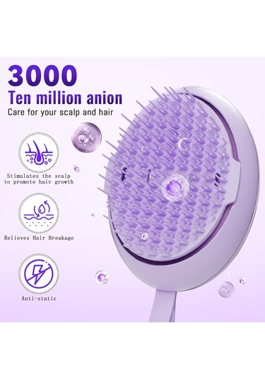 Hangfox Negatif İyonlu Saç Bakımı Tarak, İki Hızlı Titreşimli Saç Derisi Masajı, Statik Ve Kıvrımları Giderir, Saçı Yumuşak Ve Dürtümsüz Hale Getirir